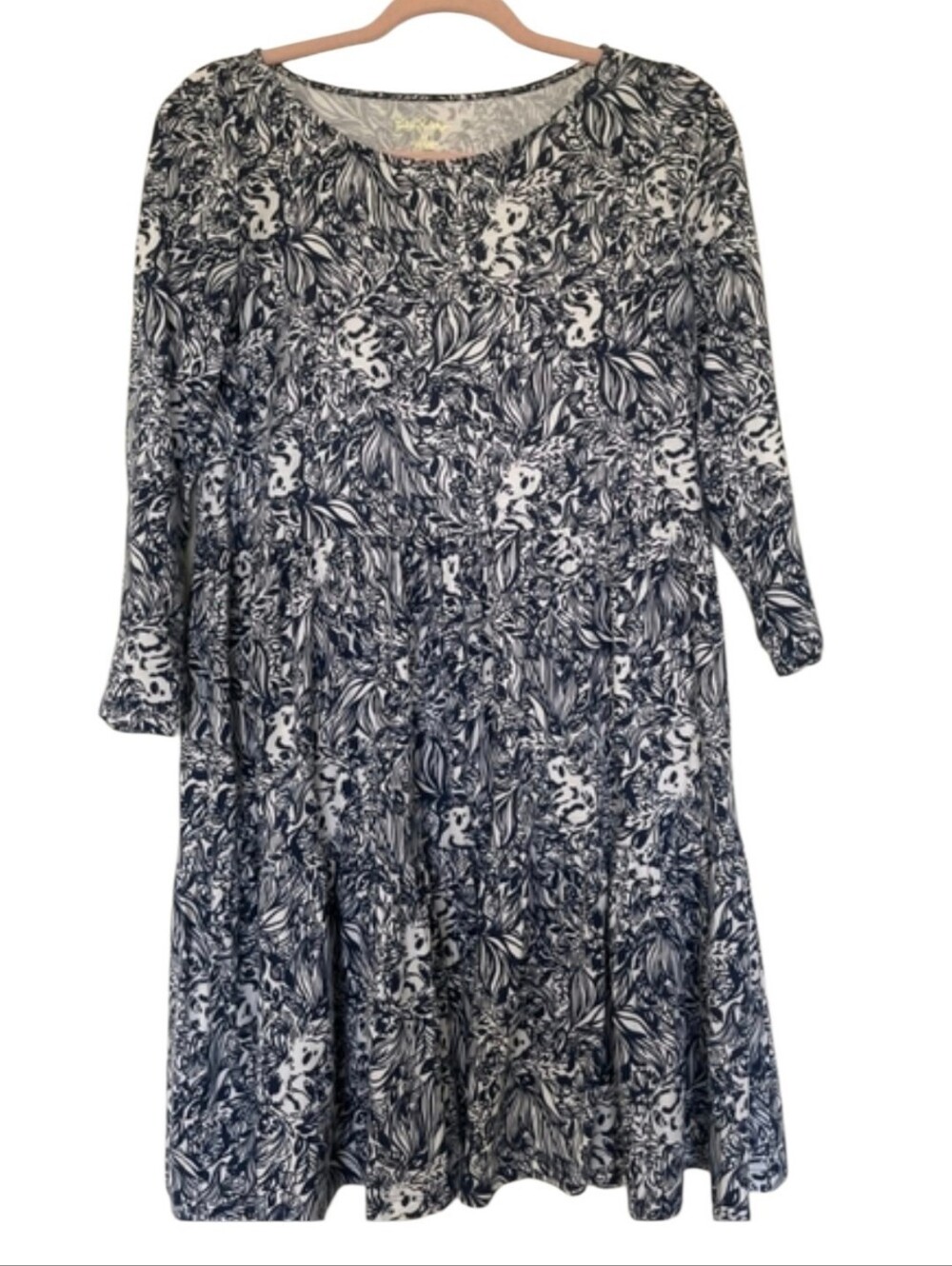 Lilly Pulitzer Medium Geanna 3/4 Sleeve Dress Gday Mate High Tide Blue Koalas